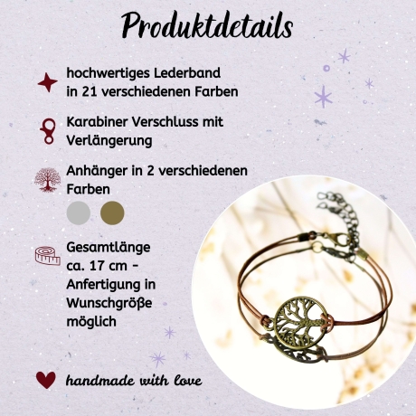 Lederarmband Lebensbaum – Armband mit Symbol