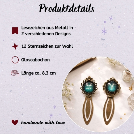 Personalisiertes Lesezeichen Sternzeichen Geschenkidee