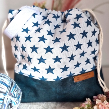 Projektbeutel/Projekttasche Sterne blau