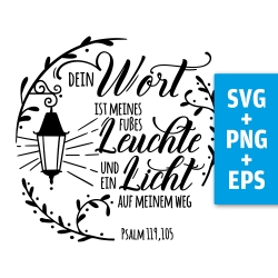 Druckdatei, SVG EPS PNG, Dein Wort ist ein Licht, Psalm 119