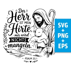 Druckdatei, SVG EPS PNG, Der Herr ist mein Hirte, Psalm 23 1