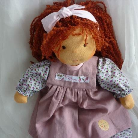 Puppenkleid mit Schürze für Puppengröße 35 - 42 cm