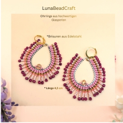 Boho Ohrringe hängend aus Glasperlen, Fransenohrringe