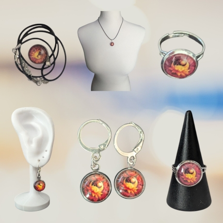 Schmuckset mit Motivstein