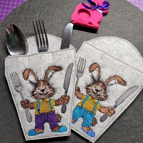 ITH Besteckhülle hungriger Hase - 14.08x20.44 cm