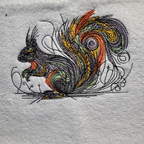 Eichhörnchen mit Geschnörkel - 16.90 x 12.76 cm
