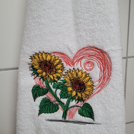 Sonnenblumen mit Herz - 13,8 x 12,5 cm