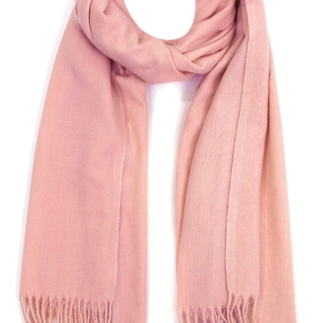 Damen-Kaschmir-Schal mit Fransen, 200x75 cm, rosa