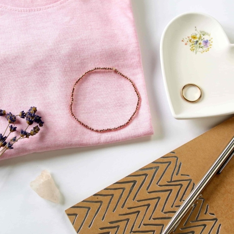 Hämatit Armband Perlen roségold schlicht & elastisch