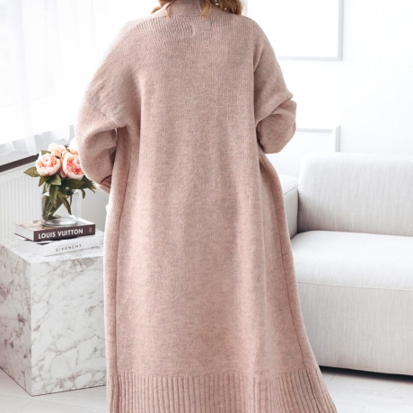 Oversized Strickmantel lang Strickjacke Cardigan Weste Puder S-XL