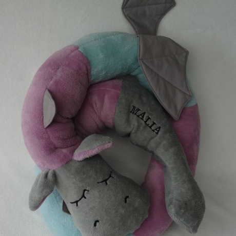 Bettschlange Drache, Puckschnecke, Bettrolle, Wickeltischrolle