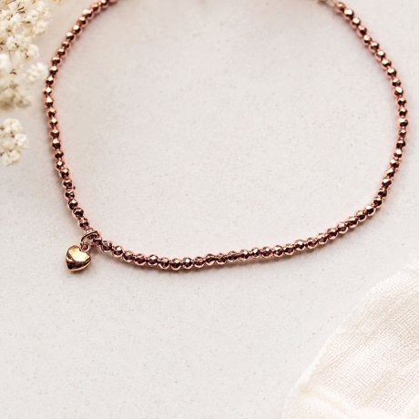Armband mit Herz aus Hämatit in Roségold – Persönliches Geschenk
