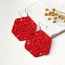 Rote gehäkelte Ohrringe Hippie Chic | Boho Ohrhänger