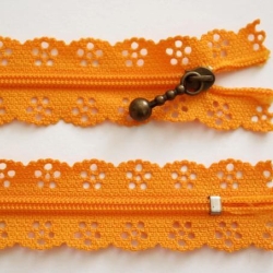 1x Reißverschluss Spitze 20 cm Orangegelb