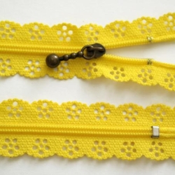 1x Reißverschluss Spitze 20 cm Gelb