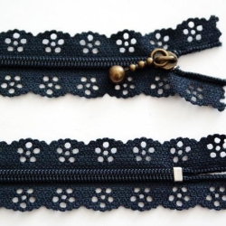 1x Reißverschluss Spitze 20 cm Dunkelblau