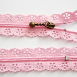 1x Reißverschluss Spitze 20 cm Rosa