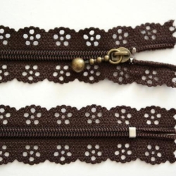 1x Reißverschluss Spitze 20 cm Dunkelbraun