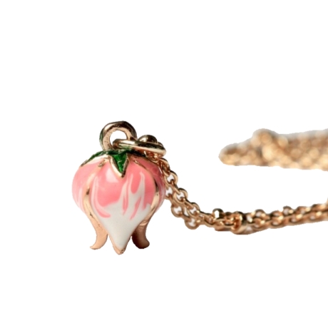 Kette Blüte Charm gold mit emaillierter Blütenknospe