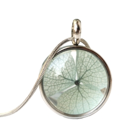 Medaillon Hortensie blaue Blüte gepresst im Edelstahl Medaillon