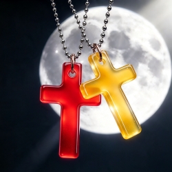 Thermochrom Kreuz-Amulett Rot-Orange-Gelb Temperatur-Farbwechsel 