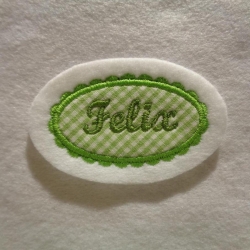 Applikation/Aufnäher Mini-Schildchen mit Wunschnamen/text