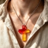 Thermochrom Kreuz-Amulett Rot-Orange-Gelb Temperatur-Farbwechsel 