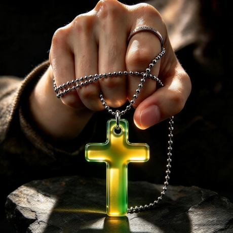 Thermochrom Kreuz-Amulett Cyan Greenyellow TemperaturFarbwechsel 