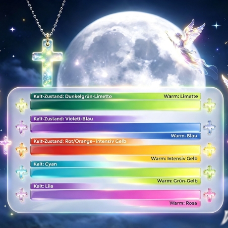 Thermochrom Kreuz-Amulett Rot-Orange-Gelb Temperatur-Farbwechsel 