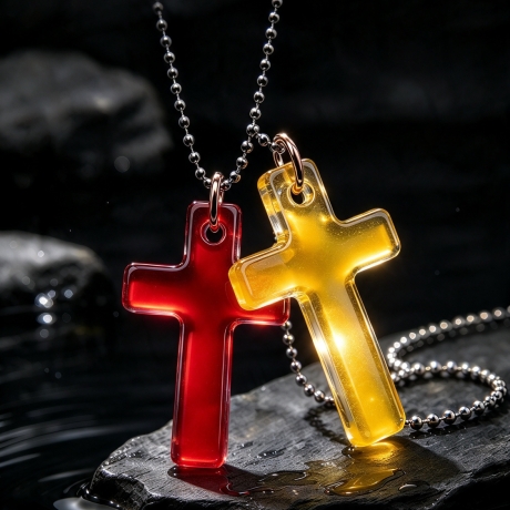 Thermochrom Kreuz-Amulett Rot-Orange-Gelb Temperatur-Farbwechsel 