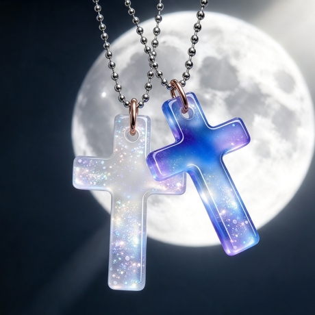 Glow Kreuz Amulett – Blau leuchtender Anhänger| Lumina Collection