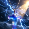 Glow Kreuz Amulett – Blau leuchtender Anhänger| Lumina Collection