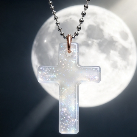 Glow Kreuz Amulett – Blau leuchtender Anhänger| Lumina Collection