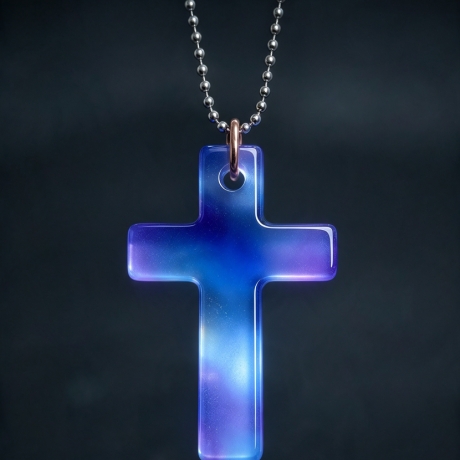 Glow Kreuz Amulett – Blau leuchtender Anhänger| Lumina Collection