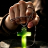 Thermochrom Kreuz-Amulett Green-Limette TemperaturFarbwechsel 