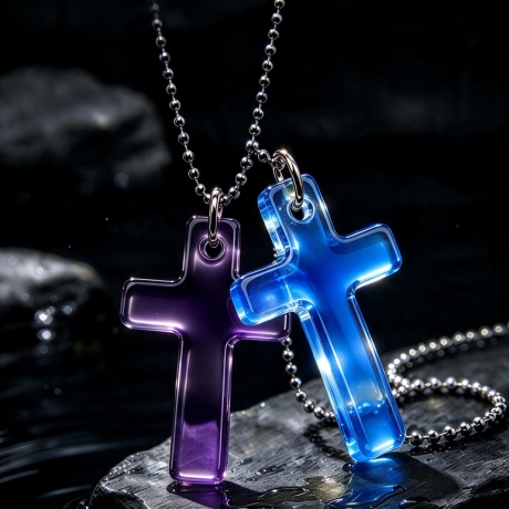 Thermochrom Kreuz-Amulett Violett-Blau TemperaturFarbwechsel 