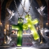 Thermochrom Kreuz-Amulett Green-Limette TemperaturFarbwechsel 