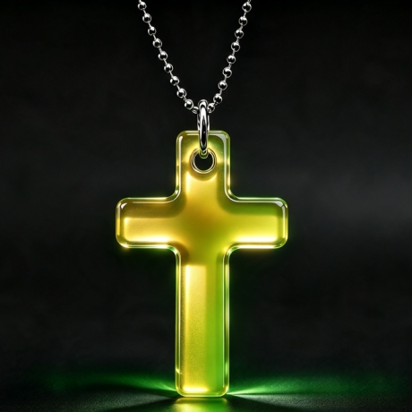 Thermochrom Kreuz-Amulett Green-Limette TemperaturFarbwechsel 