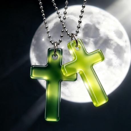 Thermochrom Kreuz-Amulett Green-Limette TemperaturFarbwechsel 