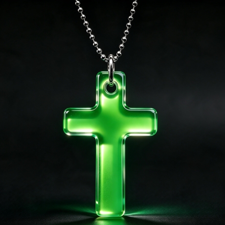 Thermochrom Kreuz-Amulett Cyan Greenyellow TemperaturFarbwechsel 