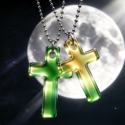 Thermochrom Kreuz-Amulett Cyan Greenyellow TemperaturFarbwechsel 