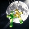 Thermochrom Kreuz-Amulett Cyan Greenyellow TemperaturFarbwechsel 