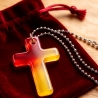 Thermochrom Kreuz-Amulett Rot-Orange-Gelb Temperatur-Farbwechsel 