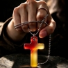 Thermochrom Kreuz-Amulett Rot-Orange-Gelb Temperatur-Farbwechsel 