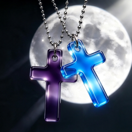 Thermochrom Kreuz-Amulett Violett-Blau TemperaturFarbwechsel 