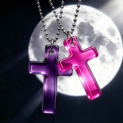 Thermochrom Kreuz-Amulett Purple-Pink TemperaturFarbwechsel 