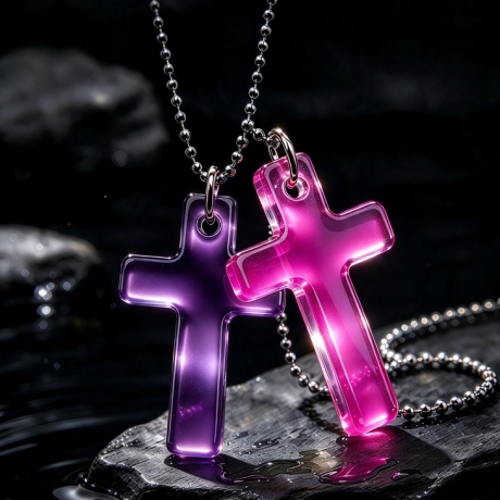 Thermochrom Kreuz-Amulett Purple-Pink TemperaturFarbwechsel 