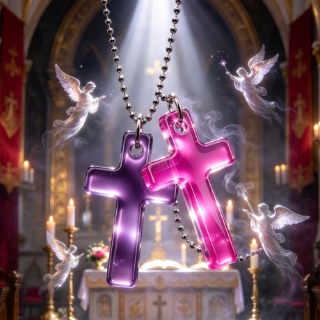 Thermochrom Kreuz-Amulett Purple-Pink TemperaturFarbwechsel 