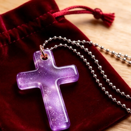 Glow Kreuz Amulett Violett leuchtender Anhänger Lumina Collection