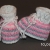 Babyschuhe gestrickt, weiß/grau/rosa 10,0cm